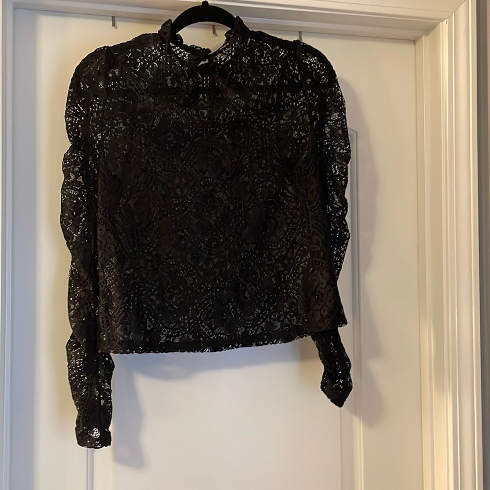 Black sheer lace top in size L by BlaShe. Sexy!